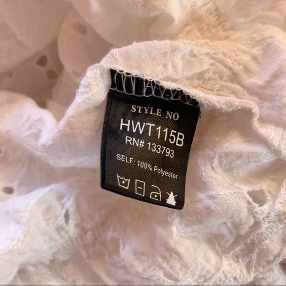 POL / free people white floral puff sleeve crop top - Picture 7 of 7